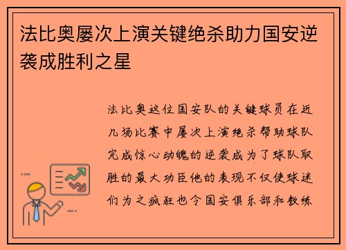 法比奥屡次上演关键绝杀助力国安逆袭成胜利之星 法比奥屡次上演关键绝杀助力国安逆袭成胜利之星